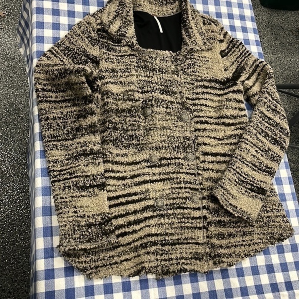 Free People Zebra Net Button Up Sweater Women’s S… - image 4